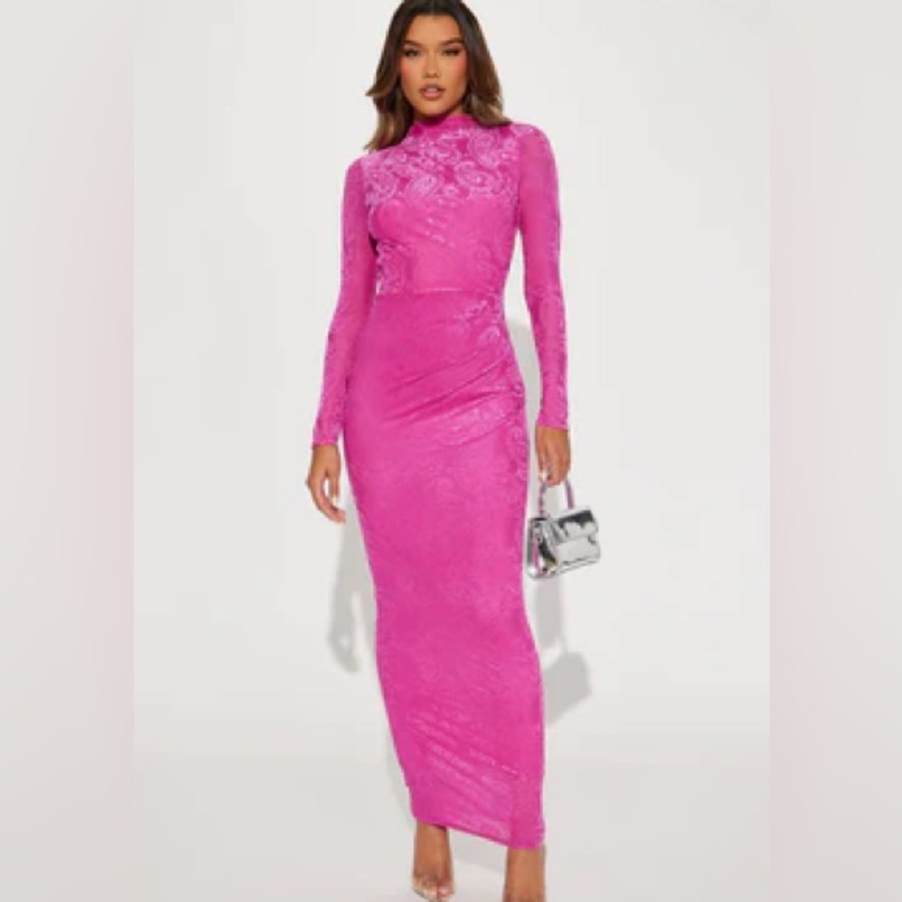 Aubrey Mesh Maxi Dress - Magenta